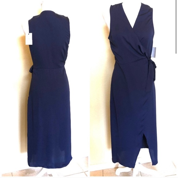 L’Academie High Low Wrap Blouse In Navy - Picture 3 of 8